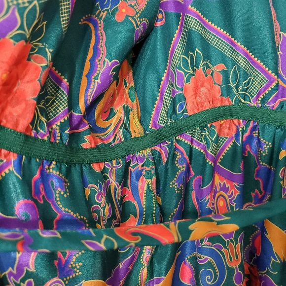 Vintage Victoria Secret Gold Label Paisley Satin Night Gown Wrap Robe - Picture 5 of 7